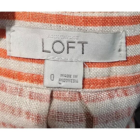Loft sz 0 Orange & Purple Striped Mini Skirt W Pleats linen beach Nautical - Picture 8 of 11